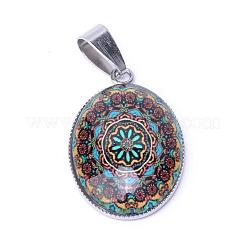 Flower Pattern Glass Pendants&nbsp;GLAA-R195-P