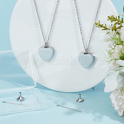 2Pcs Stainless Steel Heart Cinerary Casket Pendant Necklaces&nbsp;NJEW-CN0001-25