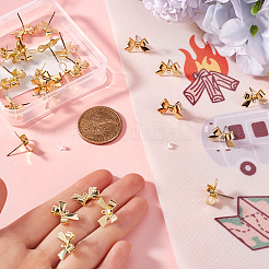 40Pcs Bowknot Alloy Stud Earring Findings&nbsp;FIND-SP0001-16G