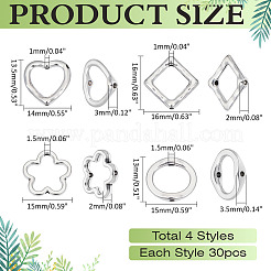 120Pcs 4 Styles Tibetan Style Alloy Bead Frame&nbsp;FIND-ME0002-39