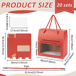 Paper Gift Storage Boxes with Plastic Window and Polyester Rope&nbsp;CON-WH0017-06B