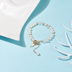 Natural Mixed Stone Chips & Pearl Beaded Bracelet with Enamel Lighting Bolt Charms&nbsp;BJEW-JB08332-M