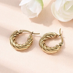 304 Stainless Steel Twist Ring Hoop Earrings&nbsp;EJEW-Z146-01G-01
