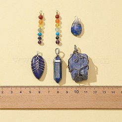 6Pcs 5 Styles Natural & Synthetic Mixed Gemstone Pendants&nbsp;G-FS0005-59