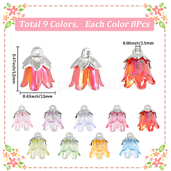 72Pcs 9 Colors Acrylic Pendants&nbsp;OACR-SC0002-38A