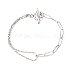 304 Stainless Steel Ball & Paperclip Chains Bracelets for Women&nbsp;BJEW-JB12716