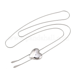201 Stainless Steel Heart Lariat Adjustable Necklaces for Women&nbsp;NJEW-K297-01P