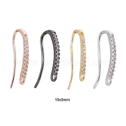 4 Pairs 4 Colors Brass Micro Pave Clear Cubic Zirconia Earring Hooks&nbsp;ZIRC-ZZ0001-01
