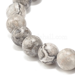 Natural Map Stone/Picasso Stone/Picasso Jasper Round Beaded Stretch Bracelet&nbsp;BJEW-JB07874