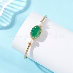 Wire Wrapped Natural Agate Cuff Bangles&nbsp;BJEW-TA00742