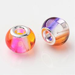 Spray Painted Two Tone Glass European Beads&nbsp;GPDL-R003-M1