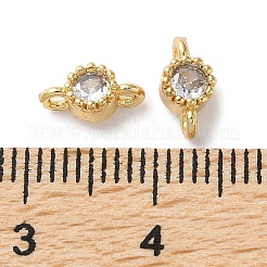 Rack Plating Brass Pave Clear Cubic Zirconia Connector Charms&nbsp;KK-Z039-38G
