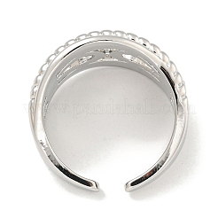 Rack Plating Brass Micro Pave Cubic Zirconia Chains Open Cuff Rings for Women&nbsp;RJEW-I104-08P