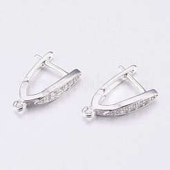 Brass Micro Pave Cubic Zirconia Hoop Earring Findings with Latch Back Closure&nbsp;ZIRC-K075-30P