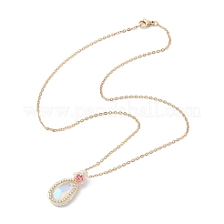 Glass Teardrop Pendant Necklaces&nbsp;NJEW-MZ00066-03