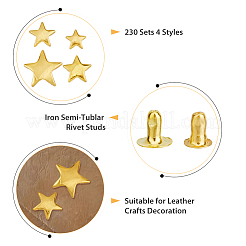 230 Sets  4 Sizes Star Shape Iron Garment Rivets&nbsp;FIND-FH0008-62
