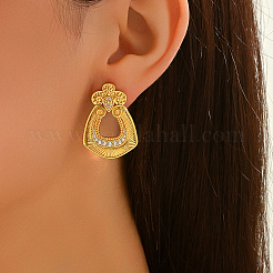 Brass Clear Cubic Zirconia Flower Dangle Stud Earrings&nbsp;EG3617