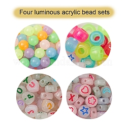 4 Style Luminous Acrylic & Plastic Beads&nbsp;LACR-YW0001-03
