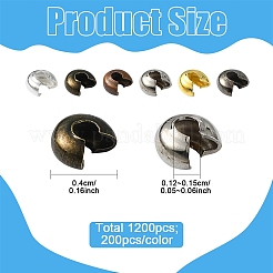 1200Pcs 6 Colors Iron Crimp Beads Covers&nbsp;IFIN-YW0003-72