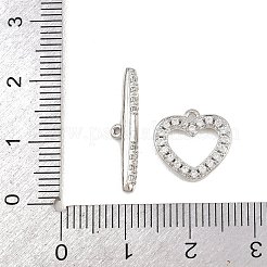 Heart Brass Micro Pave Clear Cubic Zirconia Toggle Clasps&nbsp;KK-G548-37P