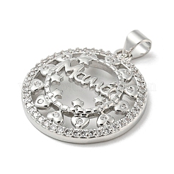 Mother's Day Theme Rack Plating Brass Micro Pave Cubic Zirconia Pendants&nbsp;KK-F869-20P-05