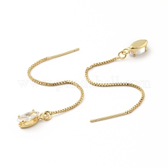 Clear Cubic Zirconia Horse Eye Tassel Dangle Stud Earrings&nbsp;EJEW-B013-09