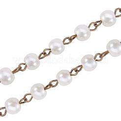 Handmade Round Glass Pearl Beads Chains for Necklaces Bracelets Making&nbsp;AJEW-JB00035-02