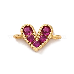 Brass Micro Pave Cubic Zirconia Heart Connector Charms&nbsp;KK-F894-03G