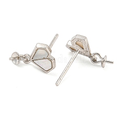 Rhodium Plated 925 Sterling Silver Stud Earrings Finding&nbsp;STER-B005-03P