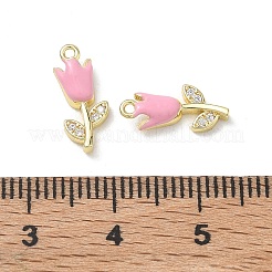 Brass Micro Pave Clear Cubic Zirconia and Enamel Charms&nbsp;KK-A300-22G-04