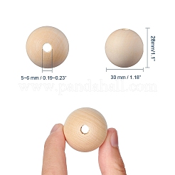 Unfinished Wood Beads&nbsp;WOOD-S651-30mm-LF
