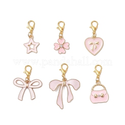 Alloy Pink Enamel Pendant Decorations&nbsp;HJEW-JM04178