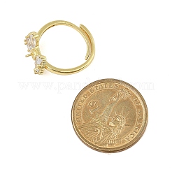 Adjustable Rack Plating Brass Micro Pave Cubic Zirconia Cuff Finger Rings for Women&nbsp;RJEW-M027-02G-01