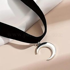 Gothic Moon CCB Plastic Pendant Black Velvet Choker Necklaces for Women&nbsp;FS-WG30AE2-01