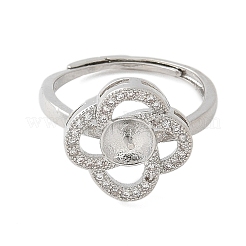 Flower Brass Micro Pave Cubic Zirconia Adjustable Ring Settings&nbsp;KK-K297-13P
