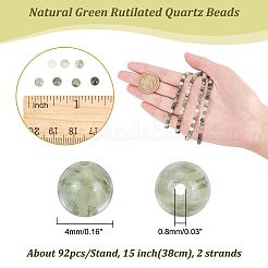 2 Strands Natural Green Rutilated Quartz Beads Strands&nbsp;G-NB0004-73