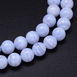 Grade AA Natural Blue Lace Agate Beads Strands&nbsp;G-F222-30-4mm