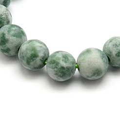 Frosted Natural Green Spot Jasper Round Bead Strands&nbsp;G-M064-8mm-10