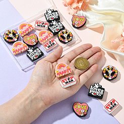 20Pcs 5 Styles Stop War Love Peace Themen Silicone Focal Beads&nbsp;SIL-CJ0002-11