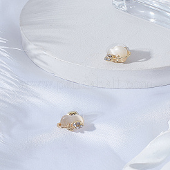 1Pair Heart with Tulip Alloy Micro Pave Clear Cubic Zirconia Stud Earrings&nbsp;EJEW-LP0003-46