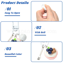 8Pcs Resin Cake & Iron Bell & Alloy Fork Pendant Decorations&nbsp;HJEW-YW00279