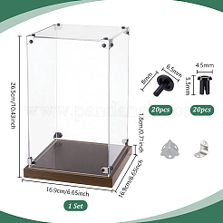 Transparent Acrylic Minifigure Display Cases with Wooden Base&nbsp;ODIS-WH0030-298A