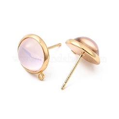 Brass Glass Stud Earrings&nbsp;KK-F916-04G
