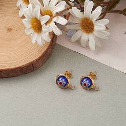 Handmade Millefiori Lampwork Earring Stud Settings and Ear Nuts&nbsp;EJEW-JE04418-03