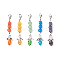 Angel Alloy & Glass & Cat Eye Pendants Decorations&nbsp;HJEW-TA00441