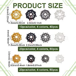 200Pcs 12 Styles Tibetan Style Alloy Spacer Bead Cap&nbsp;TIBEB-ME0001-18