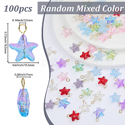 100Pcs Starfish Gradient Color Baking Paint Transparent Glass Pendants&nbsp;PALLOY-BM00031