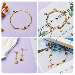 10Pcs 430 Stainless Steel Small Flower Connector Charms&nbsp;JX237B