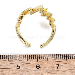 Rack Plating Brass Micro Pave Clear Cubic Zirconia Cuff Finger Rings for Women&nbsp;RJEW-M028-46G