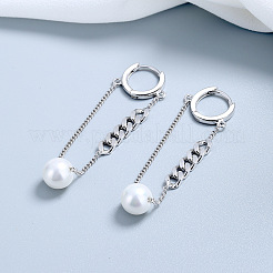 925 Sterling Silver Round with Curb Chain Hoop Earrings&nbsp;FS-WG0D558-01